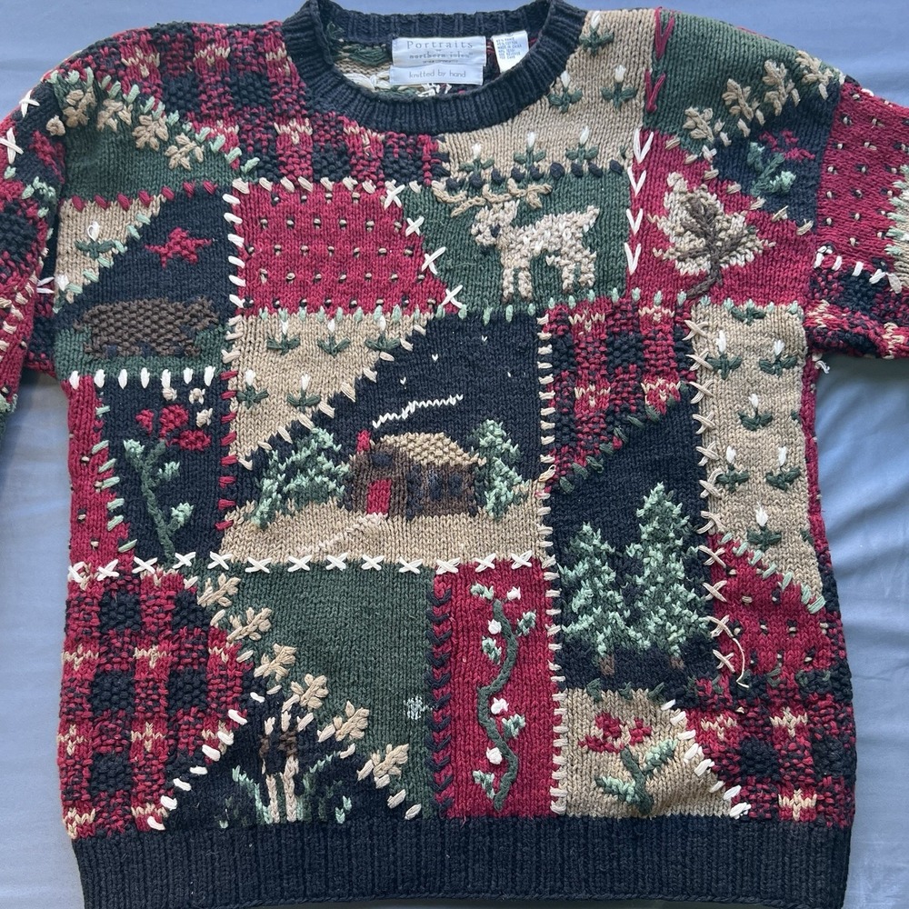 Portraits by Northern Isles Sweater Hand Knit Size Medium, Country Cottage Heavy